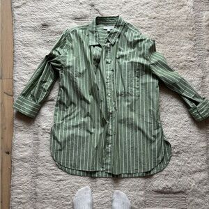 Banana Republic Green Stripe Button-Up Shirt
